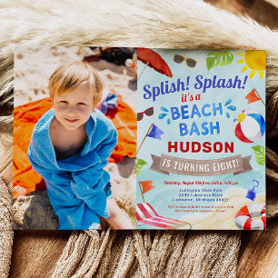 Beach Bash Summer Boy Birthday Foto Einladung