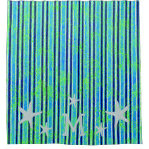 Beach Batik Stripes und Starfish Duschvorhang