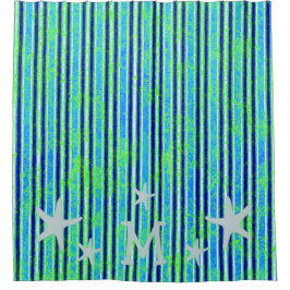 Beach Batik Stripes und Starfish Duschvorhang