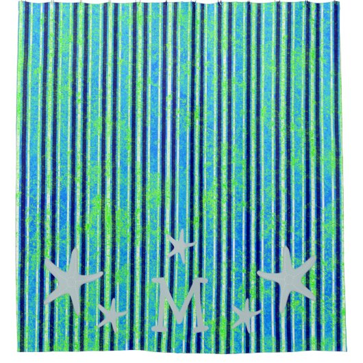 Beach Batik Stripes und Starfish Duschvorhang (Vorderseite)