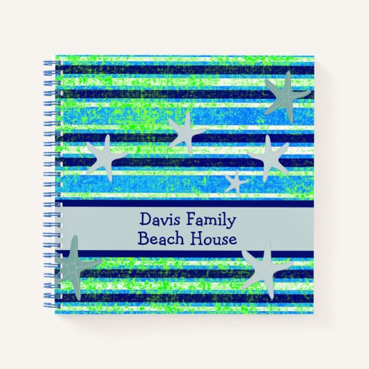 Beach Batik Stripes und Starfish Notizblock (Vorderseite)