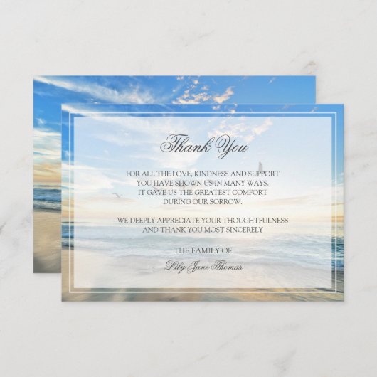 Beach Beerdigung Danke Karte | Memorial Card (Vorne/Hinten)