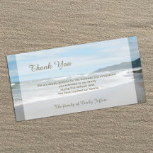 Beach Beileid Vielen Dank Memorial Foto Card