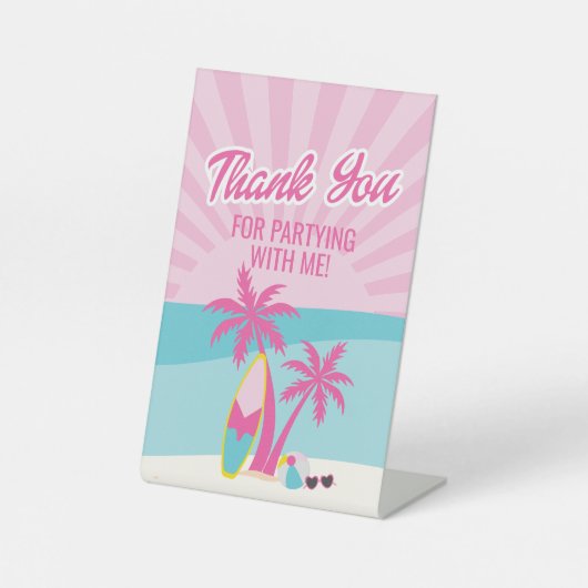 Beach Besties Let's Go Party Rosa Geburtstag Sockelschild (Vorderseite)