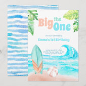 Beach Big One Birthday Einladungskarte Einladung (Vorne/Hinten)