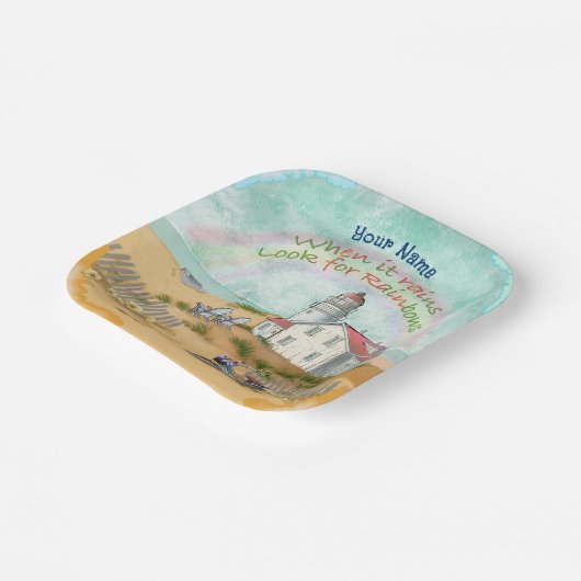 Beach Bike Lighthouse Pappteller (Gewinkelt)