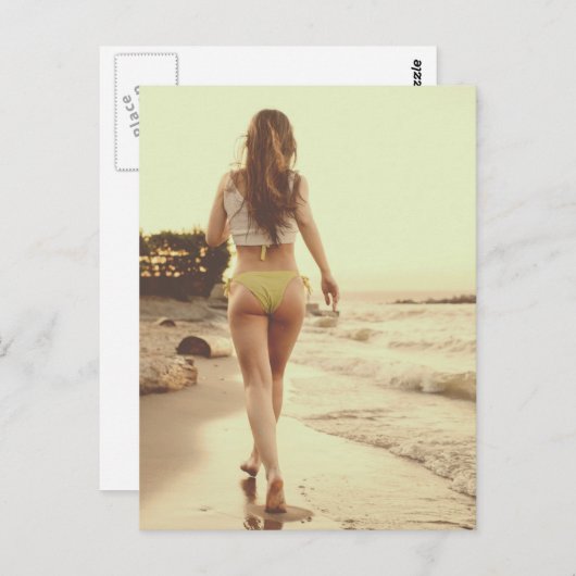 Beach Bikini Foto Postkarte (Vorne/Hinten)