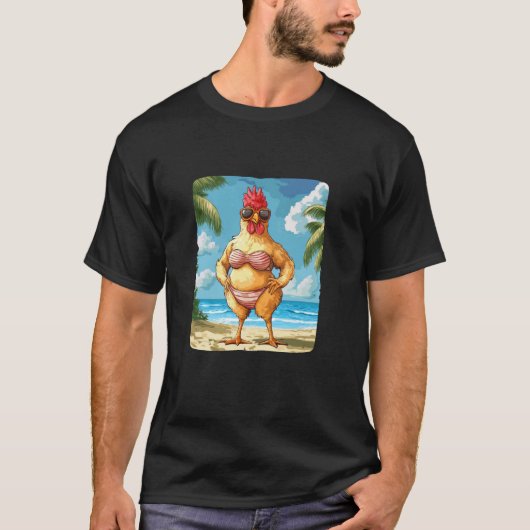 Beach Bikini Kostüm mit diesem Funny Chicken Swims T-Shirt (Vorderseite)