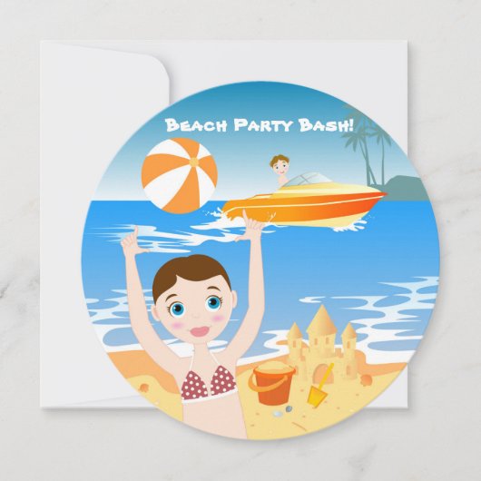 Beach Bikini Mädchen Geburtstagsfeier Einladung (Vorderseite)