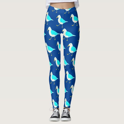 Beach Bird Art Blue Seagulls Leggings (Vorderseite)