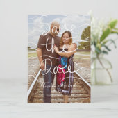 Beach Bird Hand Drawing Skript Save the Date Foto (Stehend Vorderseite)