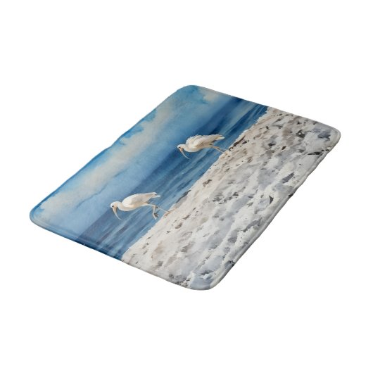 Beach Birds Bath Mat Badematte (Schrägansicht)