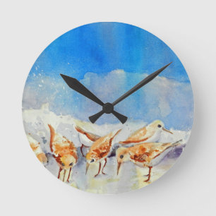 Beach Birds Clock, Sandpipers, Sanderlings Runde Wanduhr