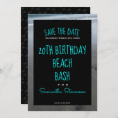 Beach Birthday Bash jedes Jahr jeder Name Einladun Save The Date (Vorne/Hinten)