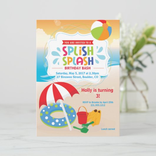 Beach Birthday Einladung ・ Beach Party (Stehend Vorderseite)