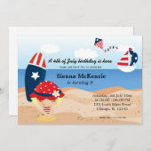Beach Birthday Independence Day Party Einladung (Vorne/Hinten)