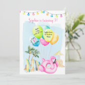 Beach Birthday Invitation, Beach Invitation, Einladung (Stehend Vorderseite)