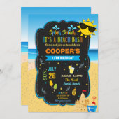 Beach Birthday Party Bash Sand Castle Summer Boy Einladung (Vorne/Hinten)