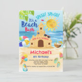 Beach Birthday Party Einladung (Stehend Vorderseite)