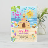 Beach Birthday Party Einladung (Stehend Vorderseite)