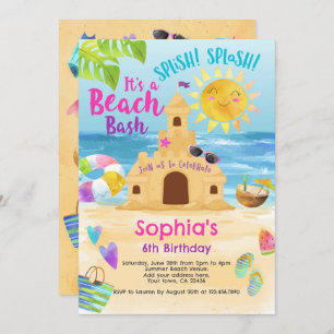 Beach Birthday Party Einladung