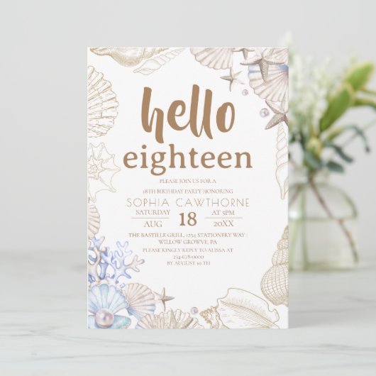  Beach Birthday Party Einladung (Stehend Vorderseite)