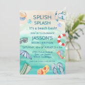 Beach Birthday Party Einladung (Stehend Vorderseite)