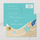 Beach Birthday Party Einladungspostkarte (Vorne/Hinten)