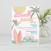 Beach Birthday Party Invitation Einladung (Stehend Vorderseite)