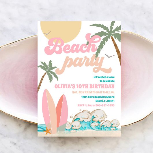 Beach Birthday Party Invitation Einladung