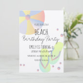 Beach Birthday Party Pool Dreh Flop Sandy Einladung (Stehend Vorderseite)