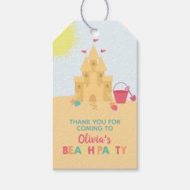 Beach Birthday Party Sand Castle Tags Geschenkanhänger