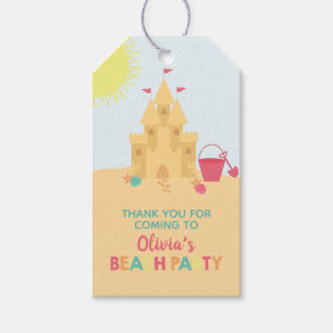 Beach Birthday Party Sand Castle Tags Geschenkanhänger