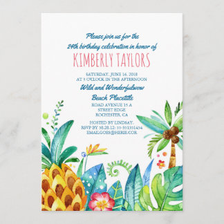 Beach Birthday Party Tropical Ananas Palms Einladung