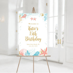 Beach Birthday Party Welcome Sign Poster