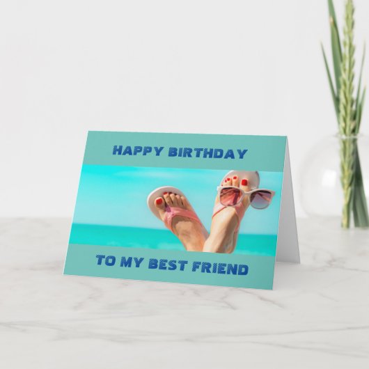 ***BEACH BIRTHDAY WISHES** "BEST FRIEND" KARTE (Vorderseite)