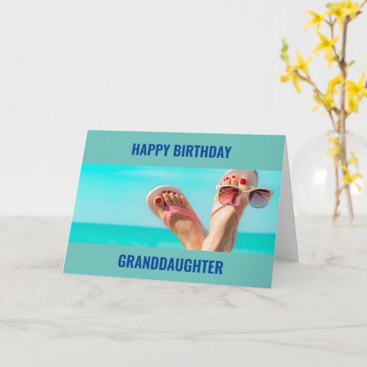 ***BEACH BIRTHDAY WISHES** "GRANDDAUGHTER" KARTE (Gelbe Blume)