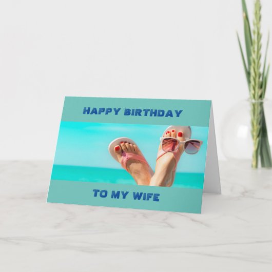 ***BEACH BIRTHDAY WISHY** "EHEFRAU** KARTE (Vorderseite)