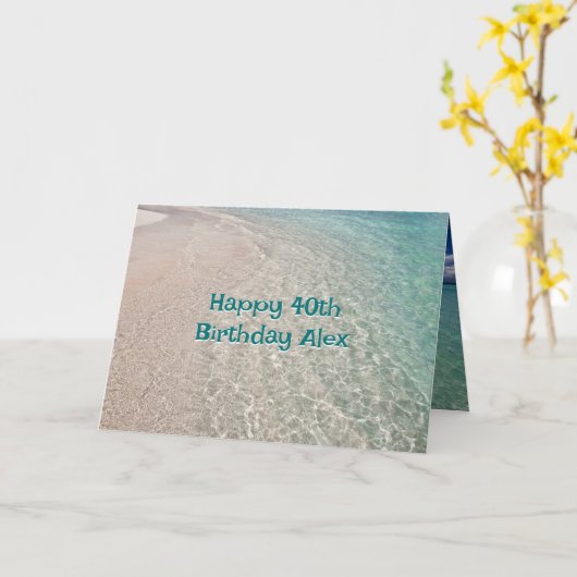 Beach Birthday wünscht erwachsene Botschaft Karte (Gelbe Blume)