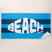 Beach Bitte Aqua & Navy Blue Strip Badetuch (Vorderseite)