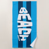 Beach Bitte Aqua & Navy Blue Strip Badetuch (Vorderseite)