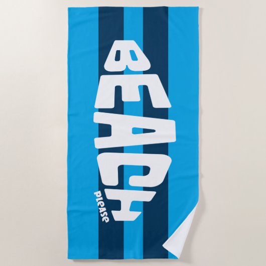 Beach Bitte Aqua & Navy Blue Strip Badetuch (Vorderseite)