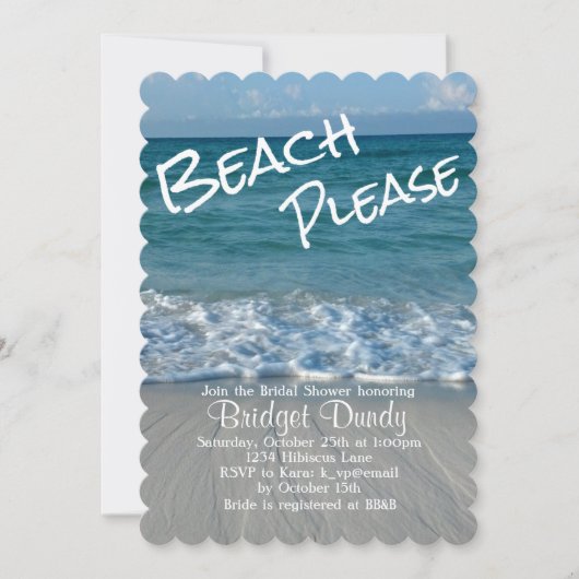 Beach Bitte Beach Thema Bridal Dusche Einladung (Vorderseite)