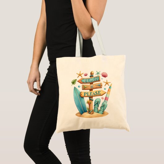 "Beach Bitte" Beach Tote Bag Tragetasche (Vorderseite (Produkt))