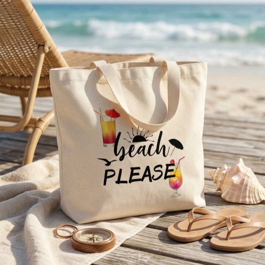 Beach Bitte lustiger Sprichwort Cocktail Sommer Jumbo Stoffbeutel