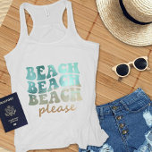 Beach Bitte Retro Blue und Tan Summer Tank Top
