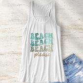 Beach Bitte Retro Blue und Tan Summer Tank Top