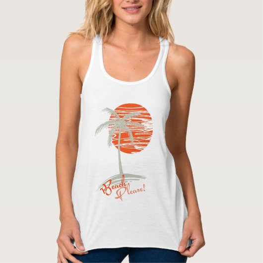 Beach BITTE! Sonnenuntergang und Palmenbaum Tank Top (Vorderseite)