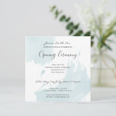 BEACH BLAUE WATERCOLOR BRUSHSTROKE ÖFFNUNGSZEREMON EINLADUNG (Stehend Vorderseite)