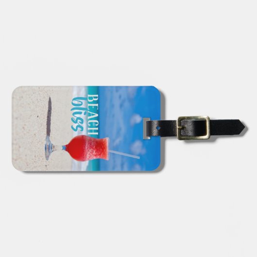 Beach Bliss Ocean Vacation Red Tropical Cocktail Gepäckanhänger (Vorderseite horizontal)